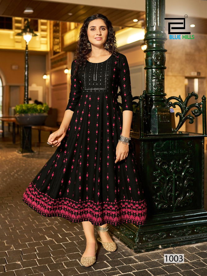 Zudio By Blue Hills Rayon Embroidery Anarkali Kurti Suppliers In India
